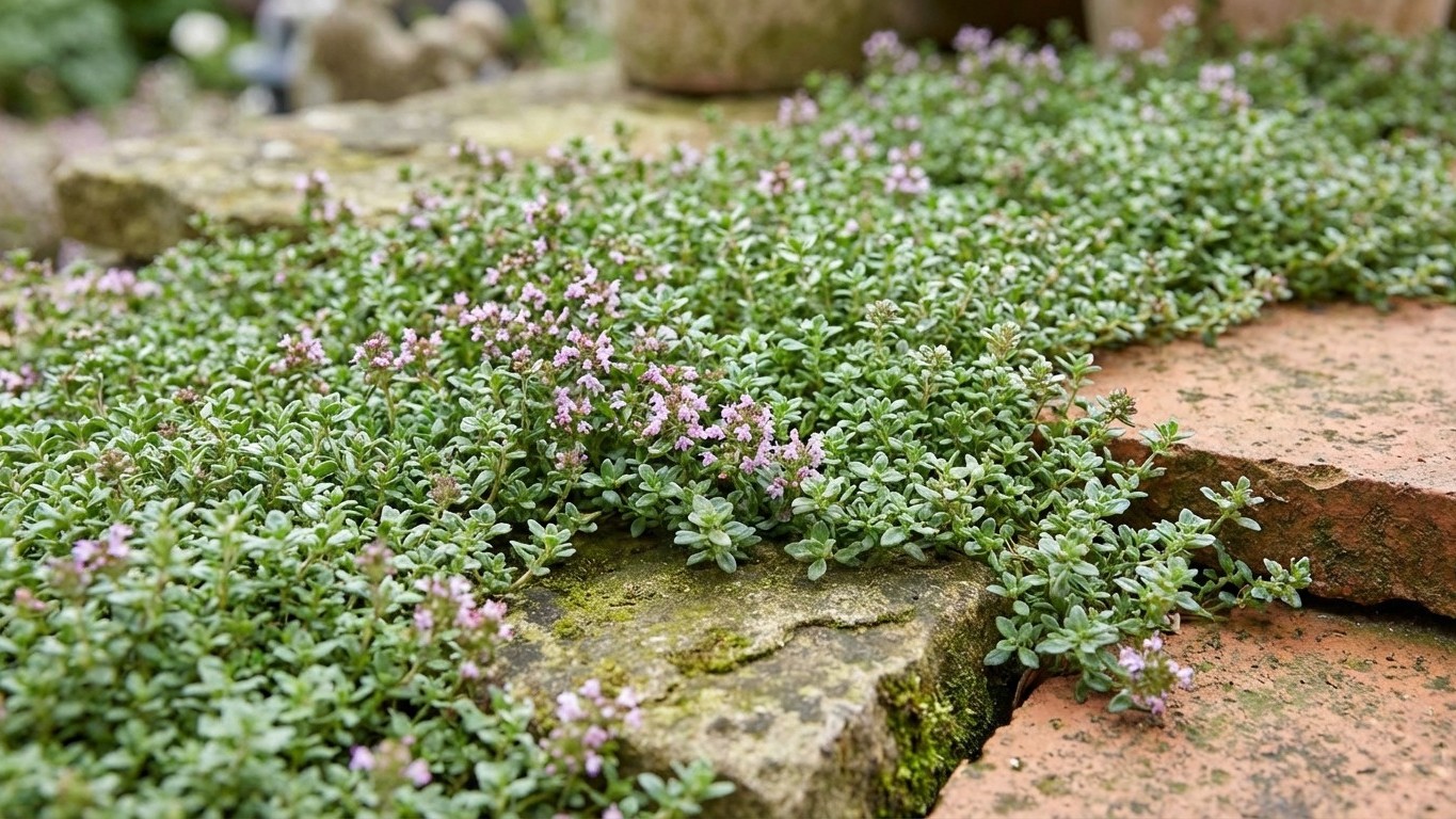 Ces 3 vivaces glissées entre les dalles étouffent les mauvaises herbes sans aucun entretien