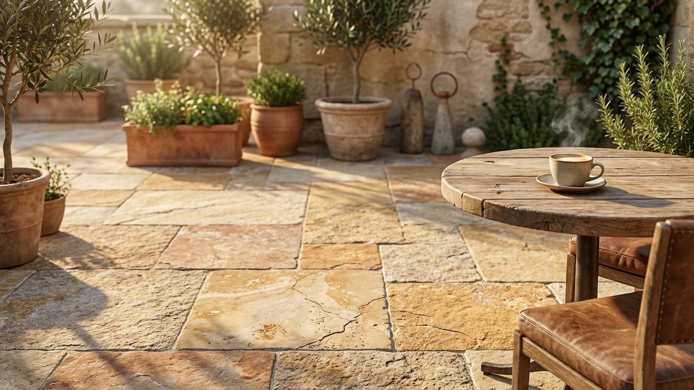 Terrasse en pierre naturelle : aménagement noble et durable