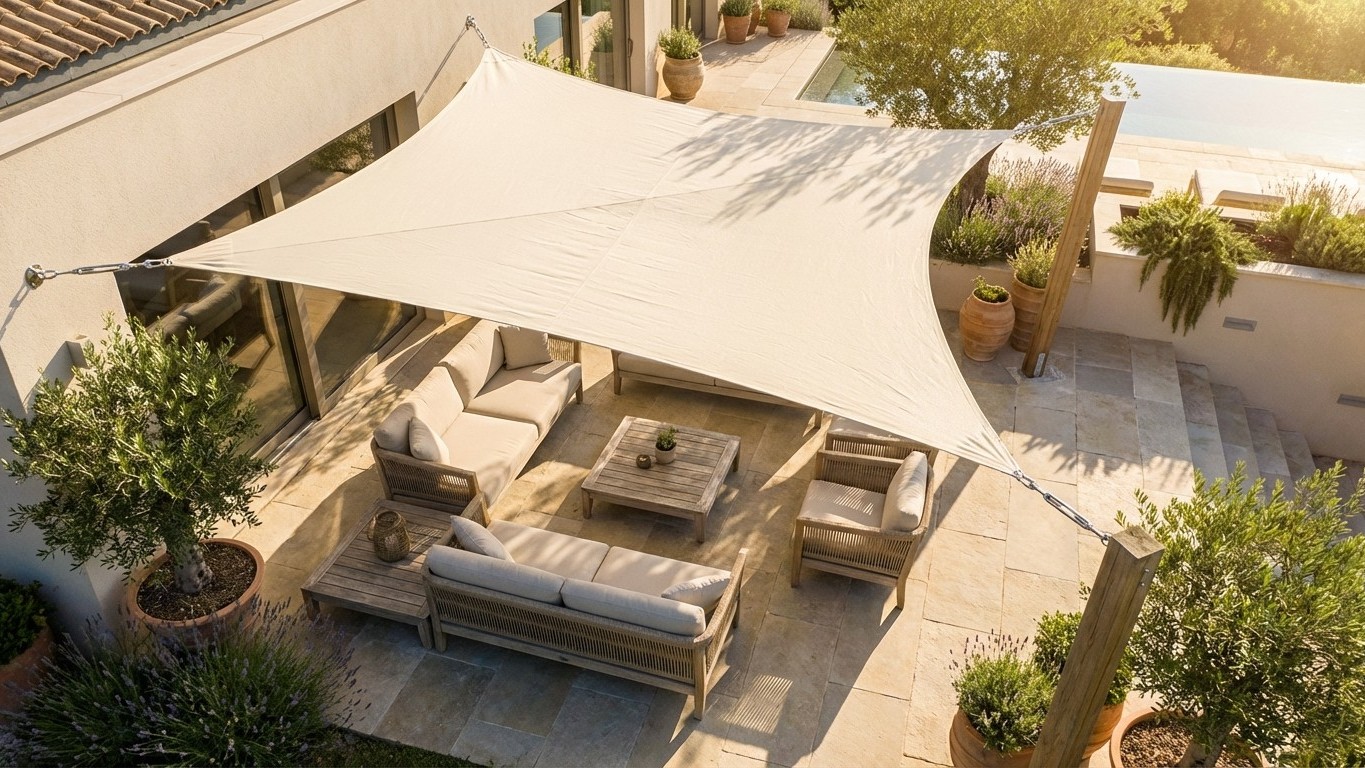 Voile d'ombrage : aménager une terrasse protégée du soleil avec style