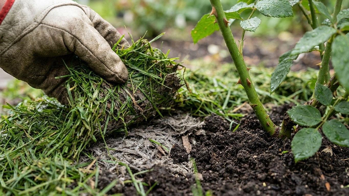 Je mettais mes tontes de gazon directement au pied de mes rosiers : un paysagiste m'a montré l'erreur que je faisais