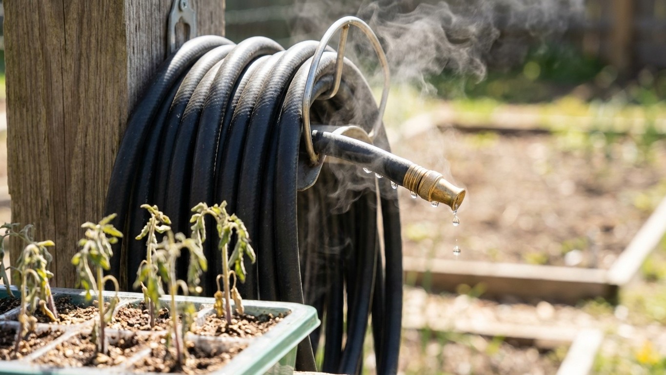 « Mes semis sont morts en un seul arrosage » : le piège du tuyau noir que personne ne voit venir en avril