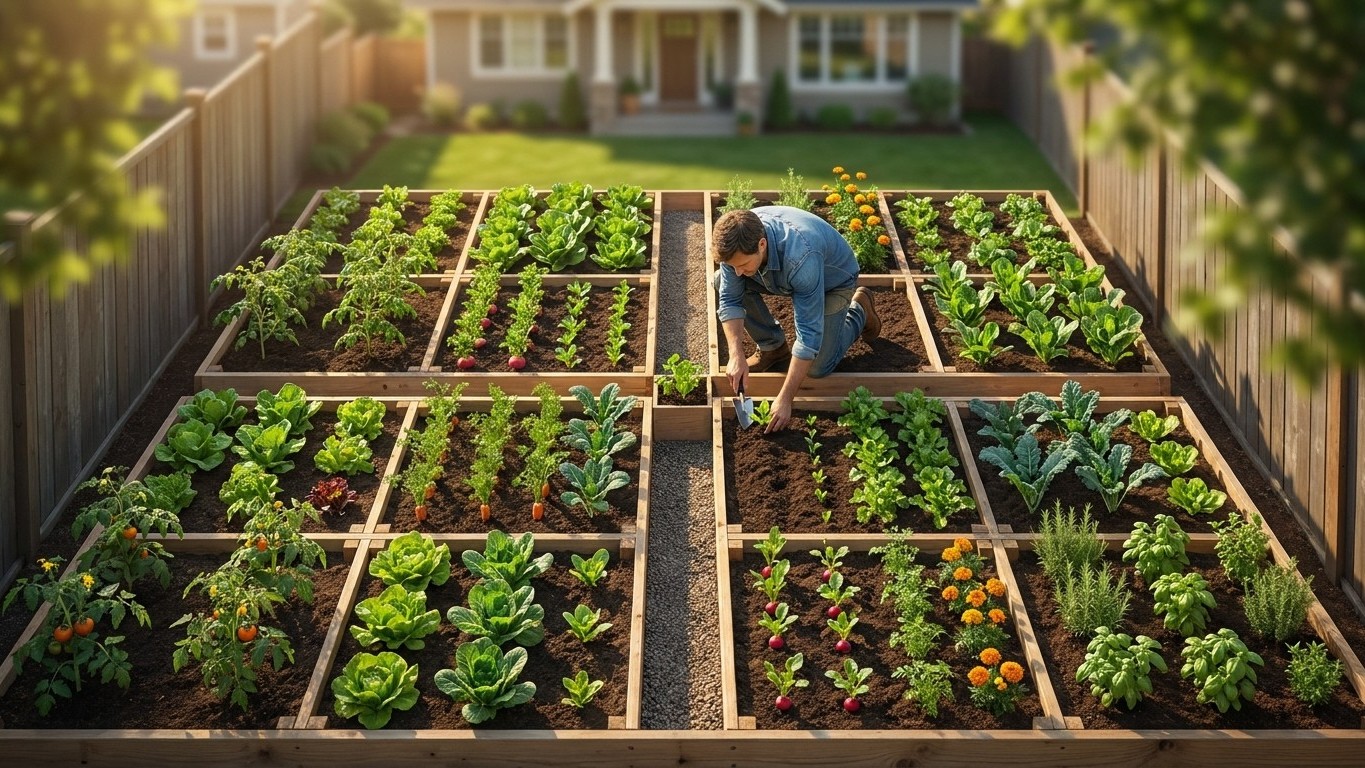 Plan de potager en carrés 4×4 : organisation optimale pour maximiser les récoltes