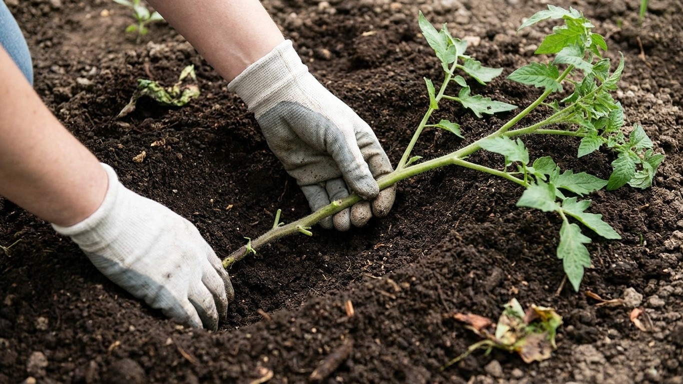 « Couche-les dans le trou » : depuis qu'un ancien m'a montré comment repiquer mes tomates, je ne les plante plus jamais dr...