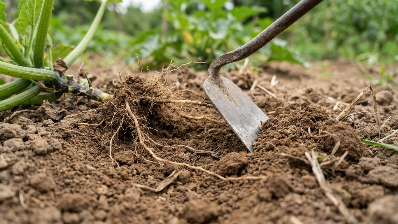 J'ai toujours biné au pied de mes courgettes en pensant les aider : quand j'ai soulevé la terre, les racines étaient tranc...