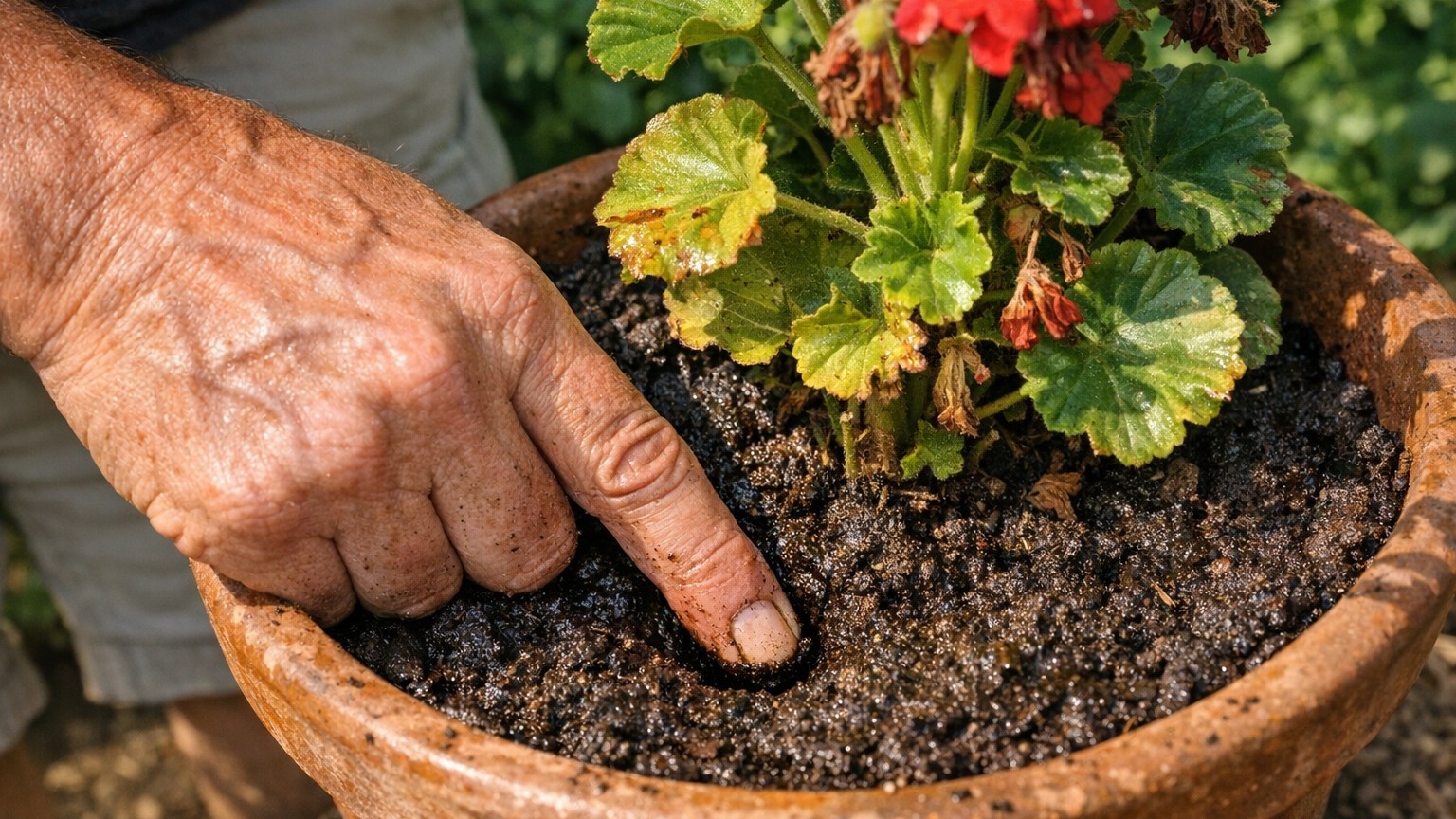 J'arrosais mes géraniums et mes tomates chaque matin en été : le jour où j'ai gratté la terre à leur pied, j'ai eu honte d...