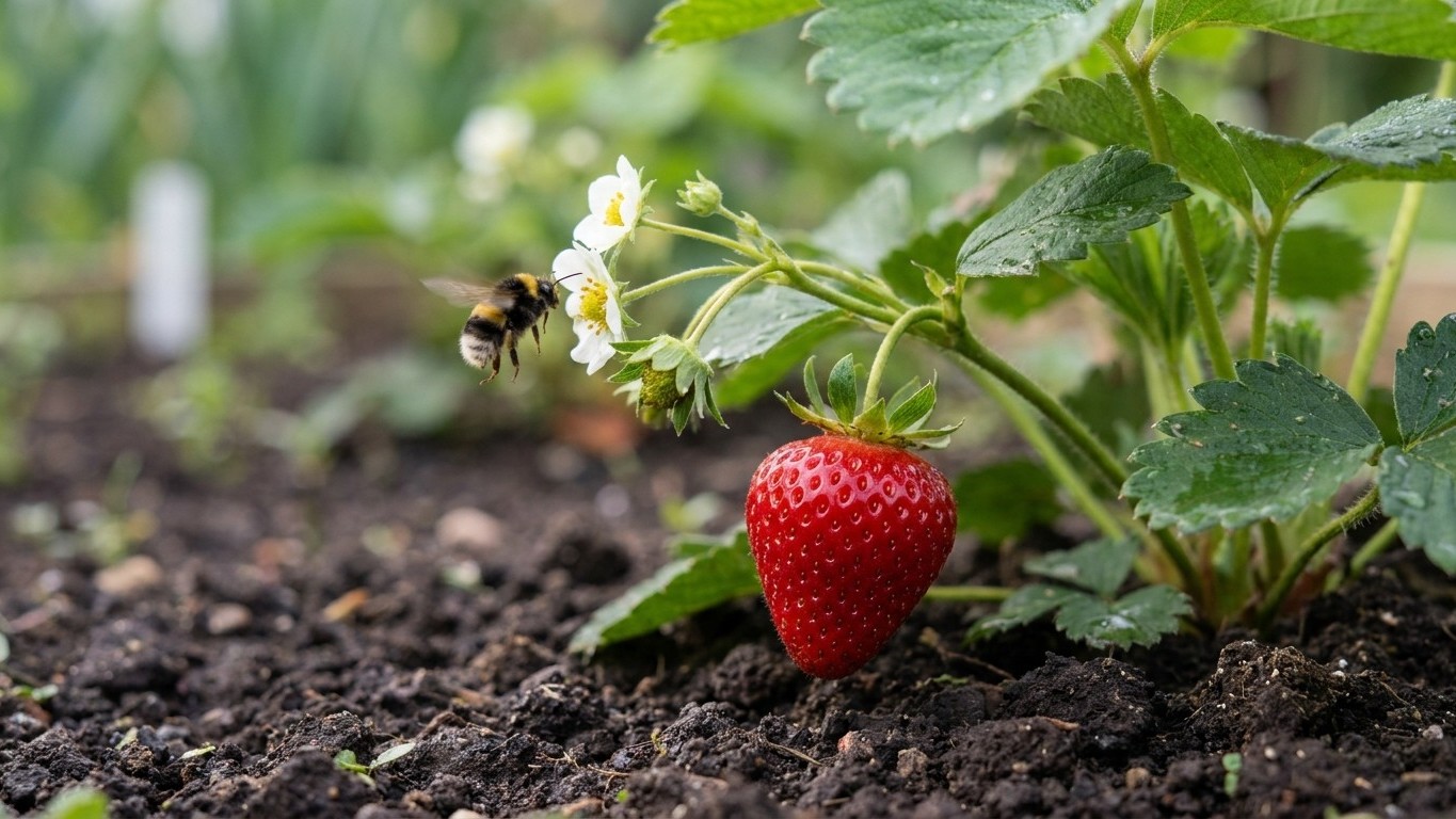 Mes fraises étaient toutes déformées en juin : un ancien m'a fait retirer ce filet que je croyais indispensable