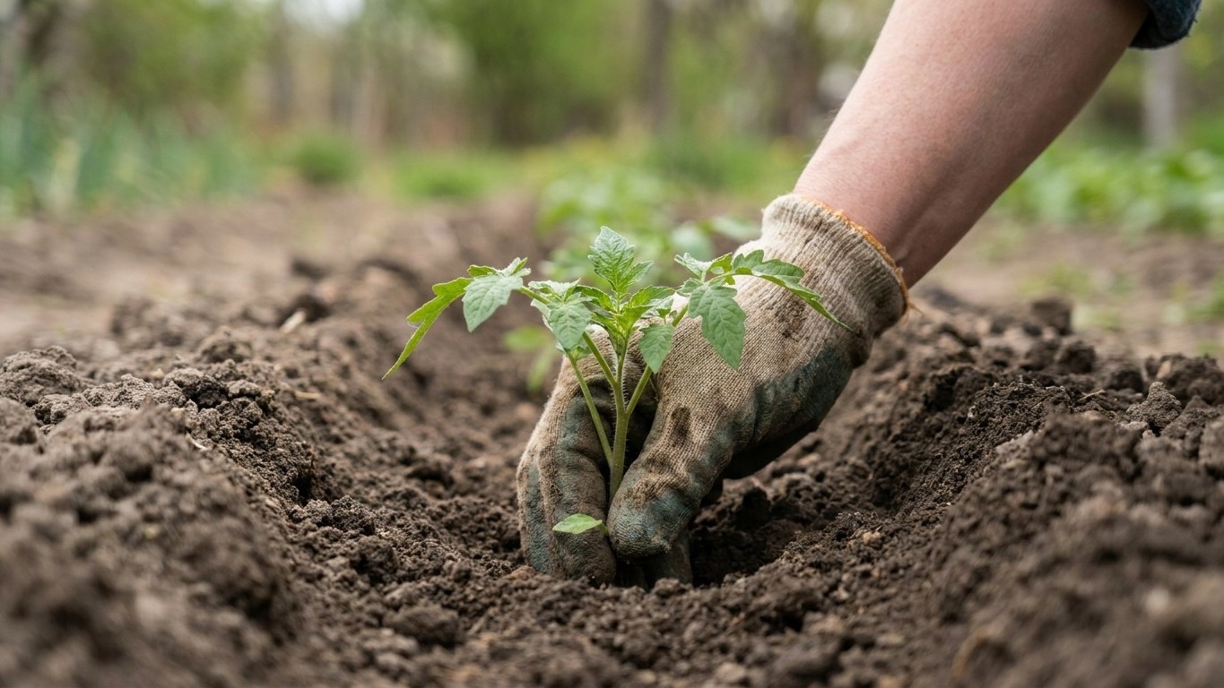 « Penche-les, ne les plante pas droit » : depuis qu'un maraîcher m'a corrigé, mes tomates reprennent en moitié moins de temps