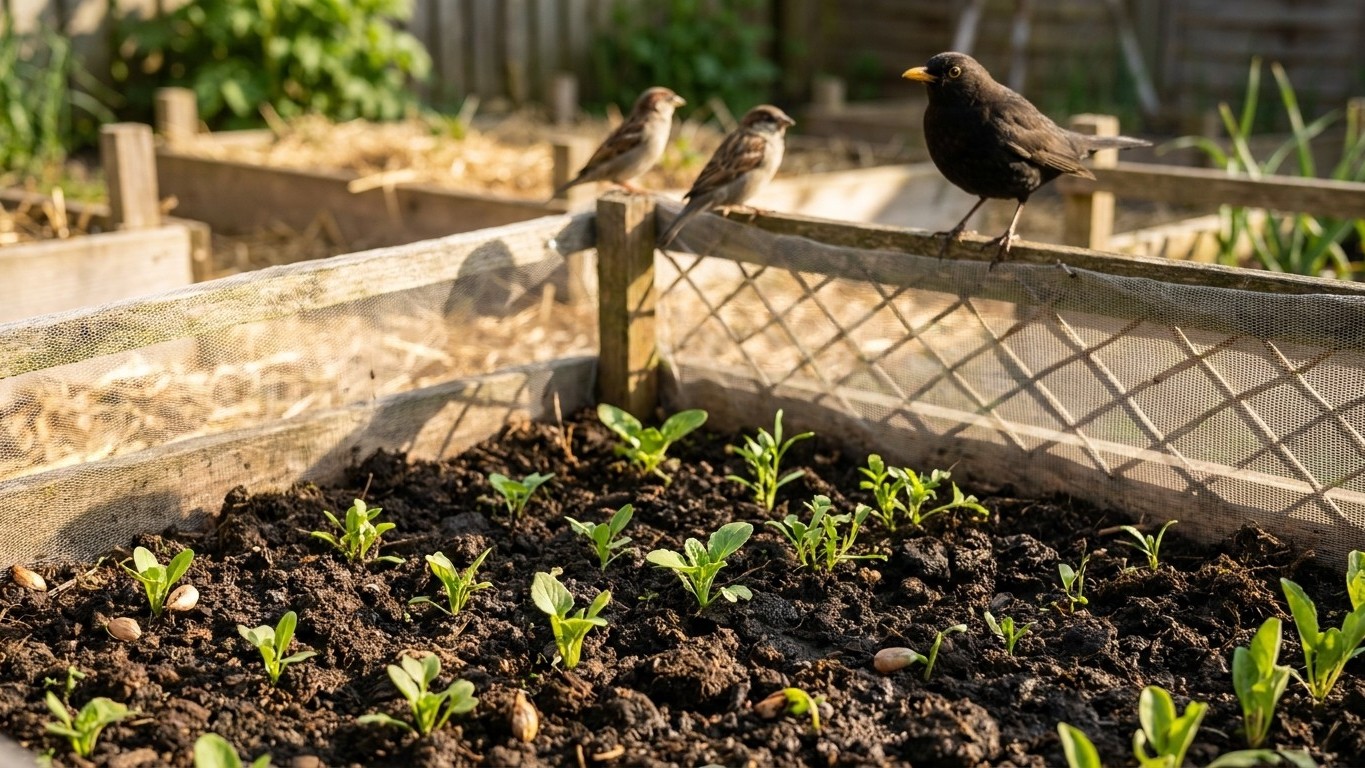 Protéger les semis du potager des oiseaux : filets, répulsifs et astuces durables
