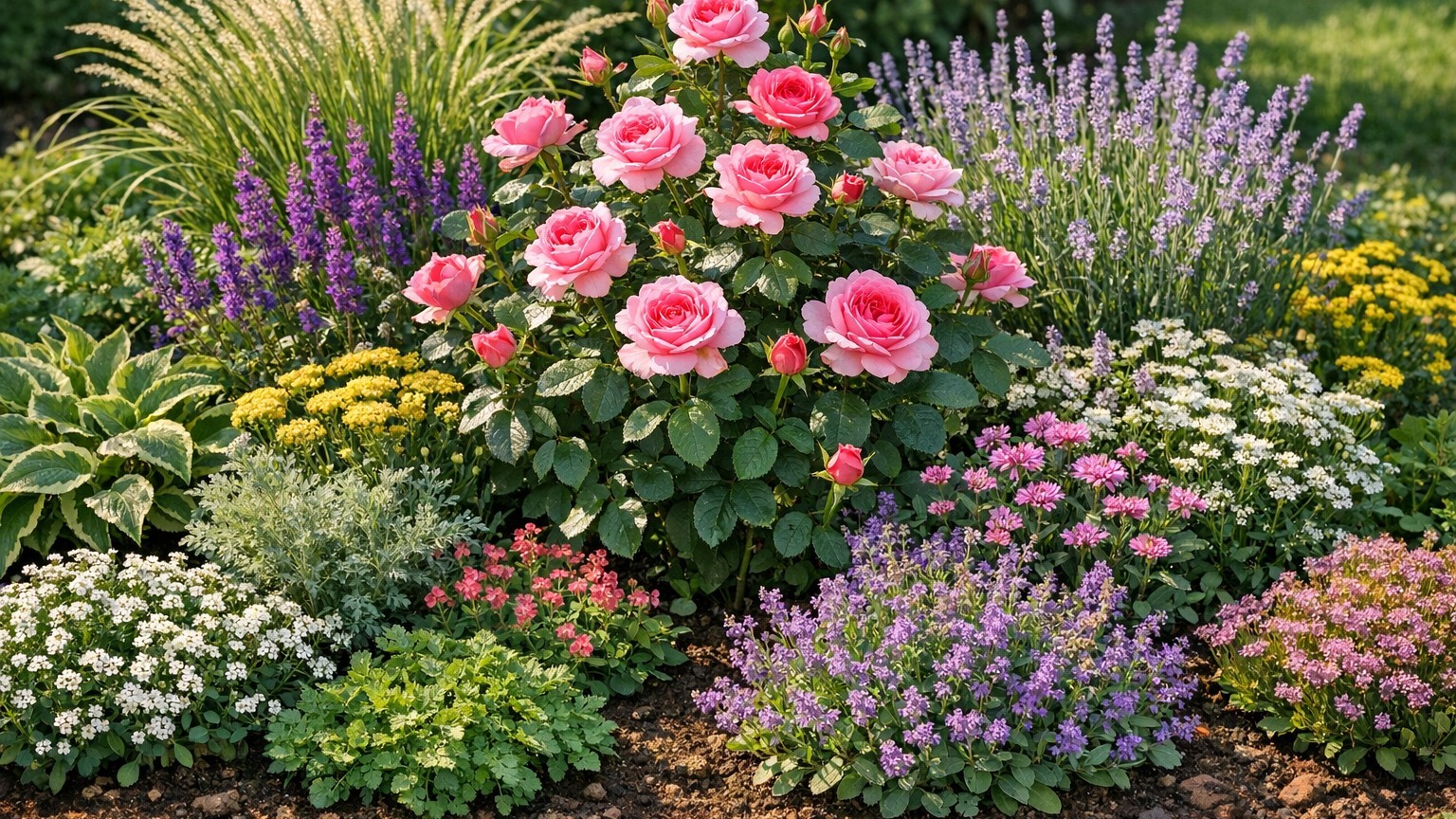 Compagnon du rosier : les meilleures plantes associées pour un massif harmonieux