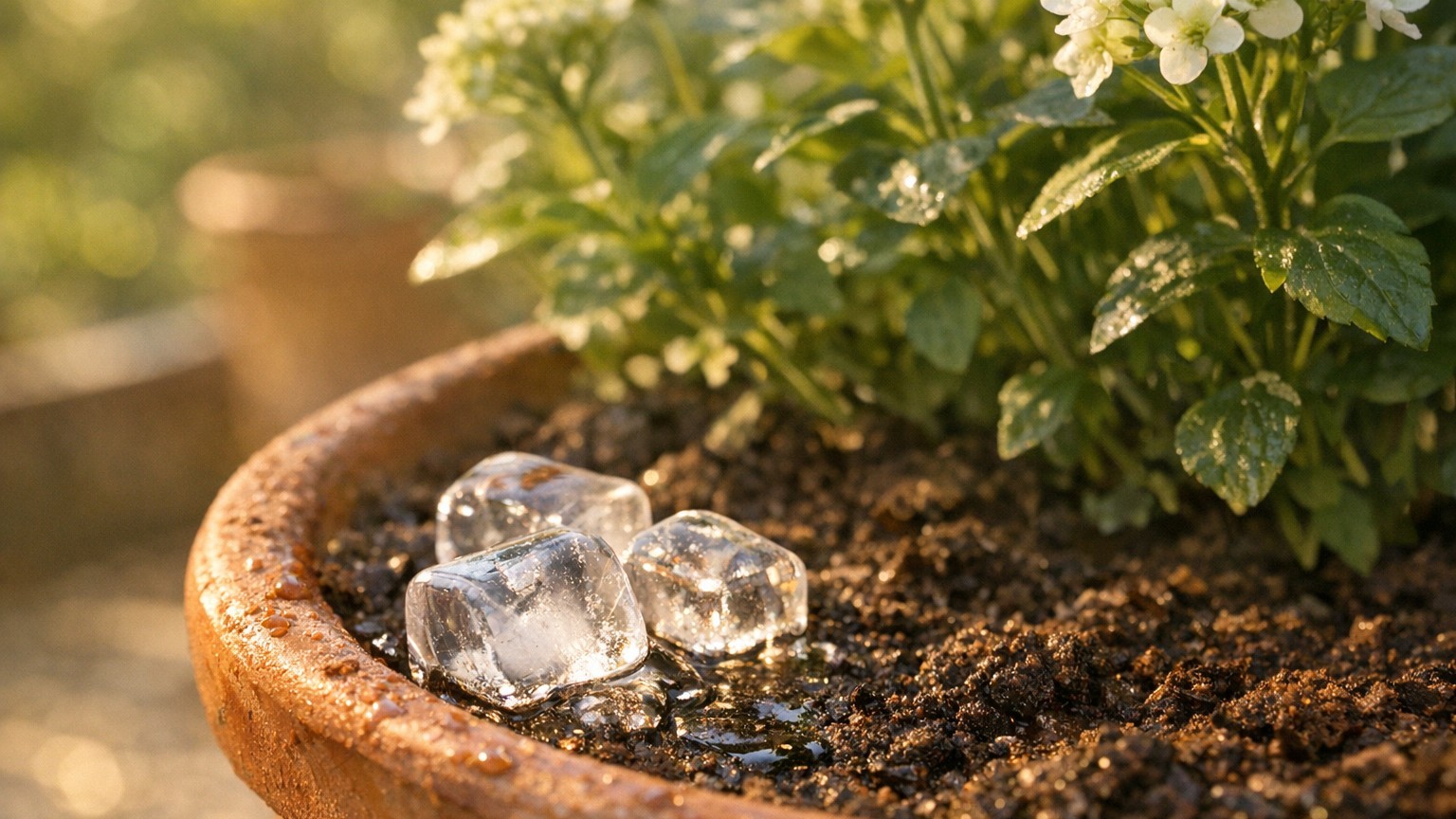 Depuis que je mets des glaçons dans mes jardinières chaque matin, mes plants tiennent la canicule comme jamais
