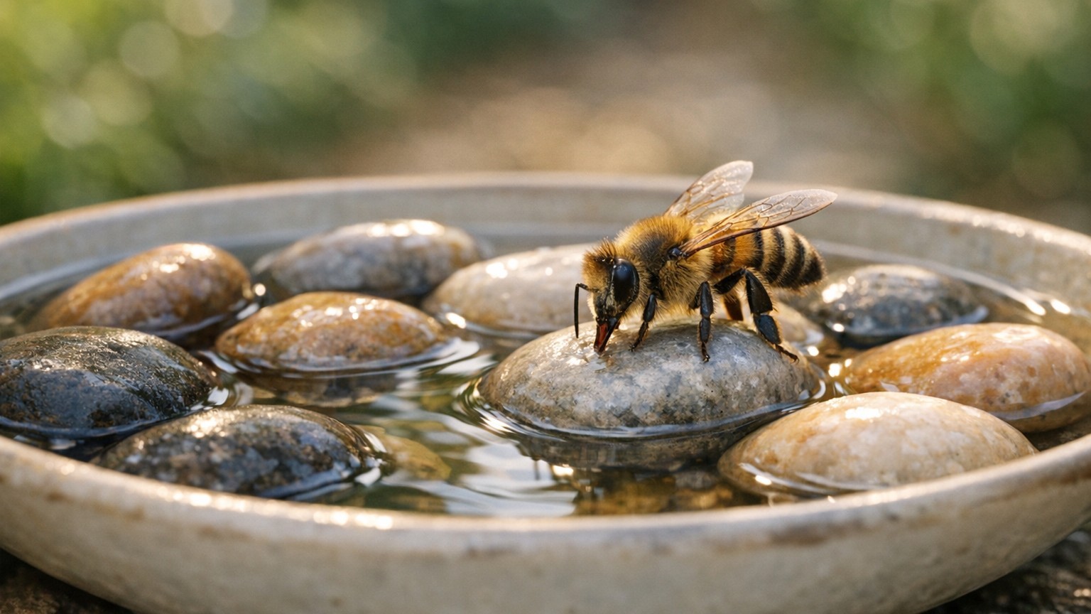 J'ai posé une coupelle d'eau pour mes abeilles tout l'été : le jour où j'ai compris pourquoi elles s'y noyaient au lieu de...