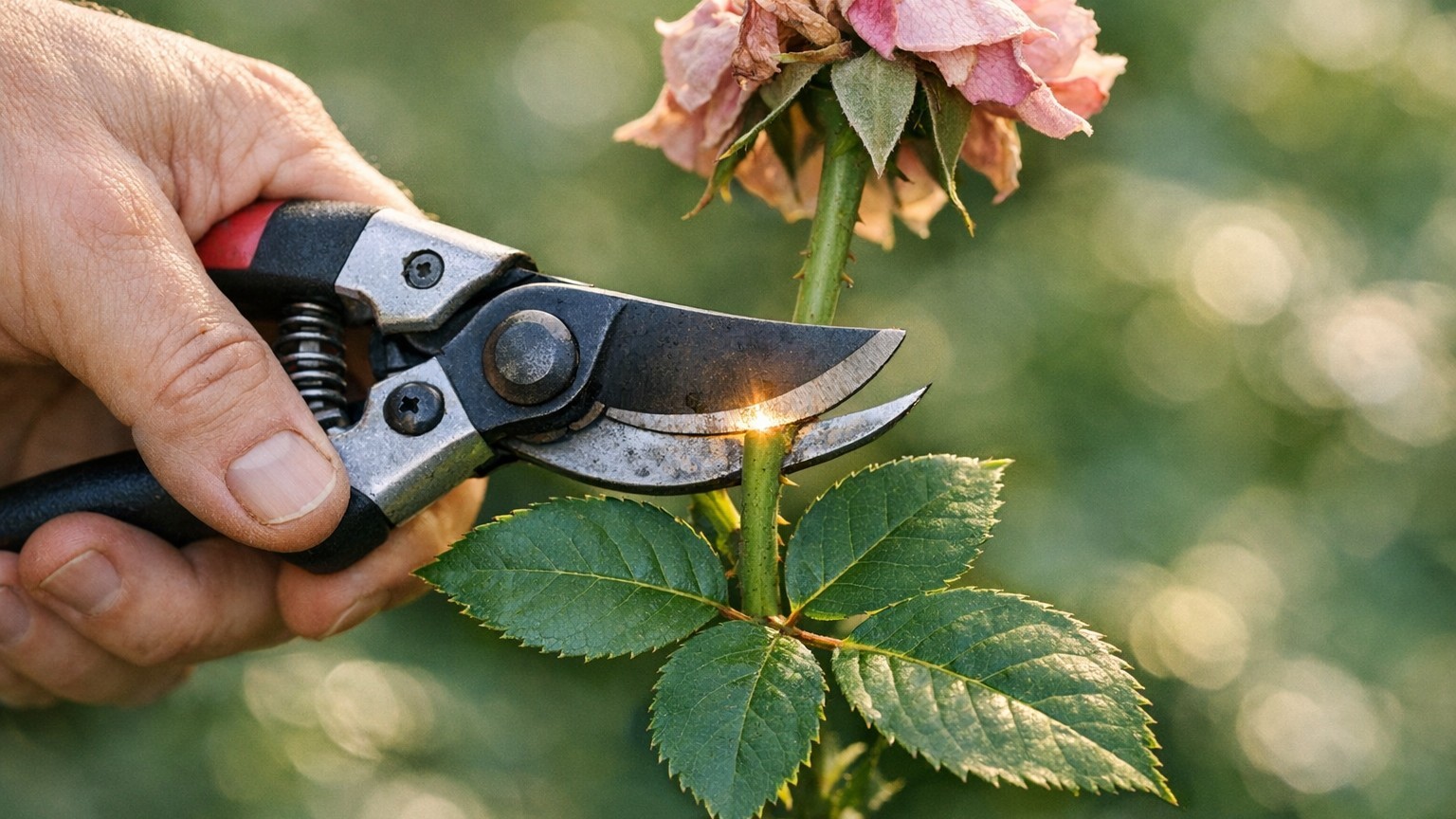 J'ai toujours laissé les roses fanées sur mes rosiers en mai : quand un pépiniériste a coupé juste au-dessus de cette feui...