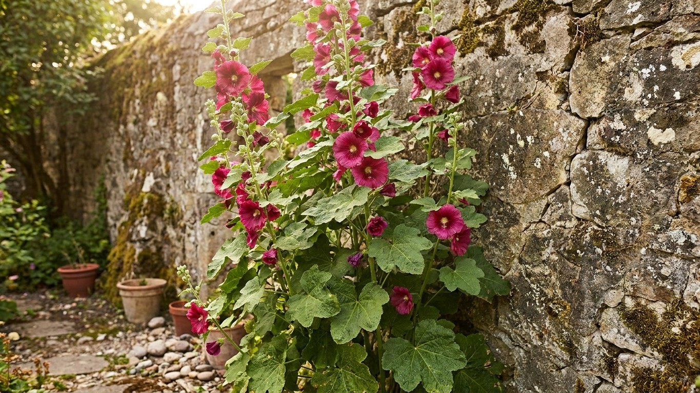 Les anciens plantaient des roses trémières contre le mur et ce n'était pas pour la déco : voici ce qu'elles font vraiment ...