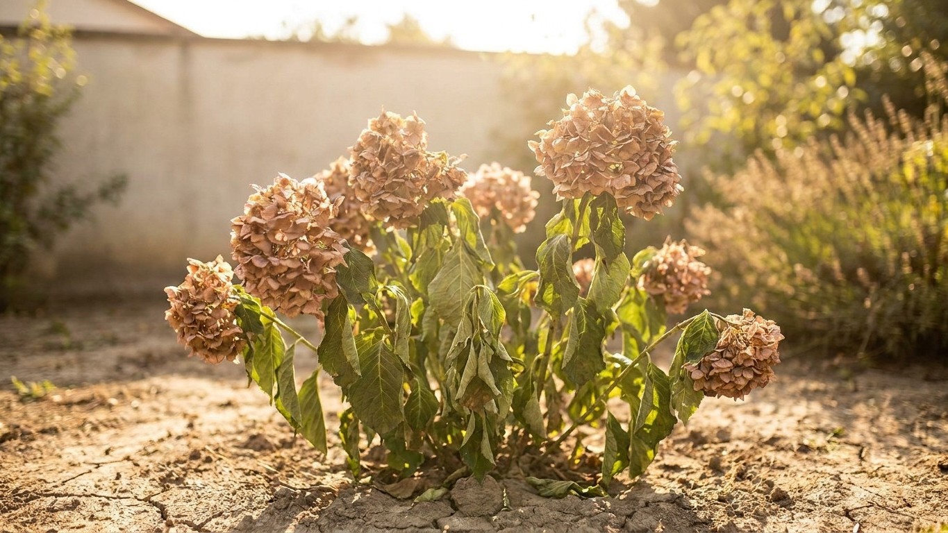 Mon voisin asperge toujours ses hortensias d'eau en pleine journée à 38°C et ce n'est pas pour les sauver