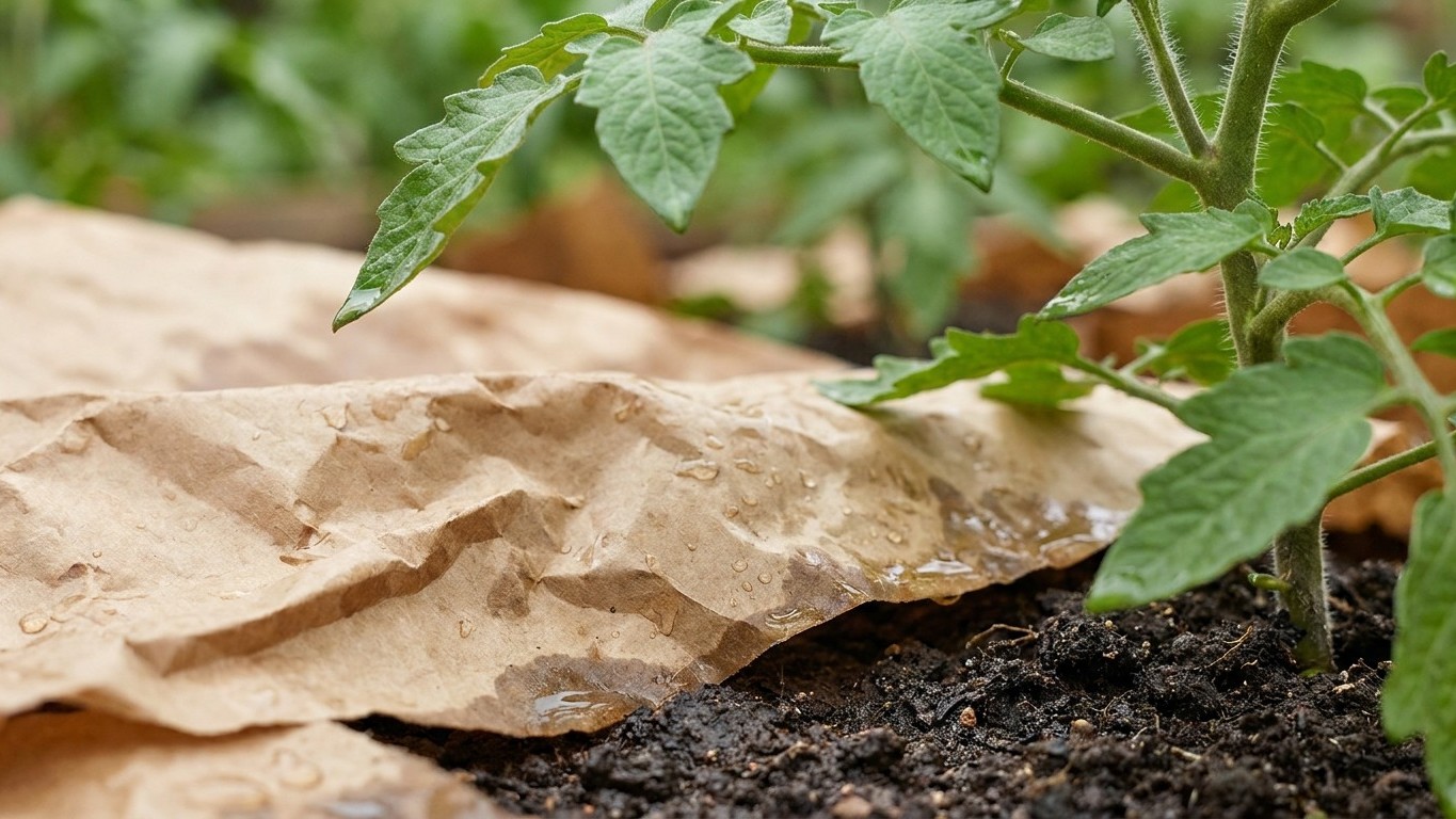 Mon voisin enterre un morceau de papier kraft humide au pied de ses tomates et ce n'est pas pour les arroser