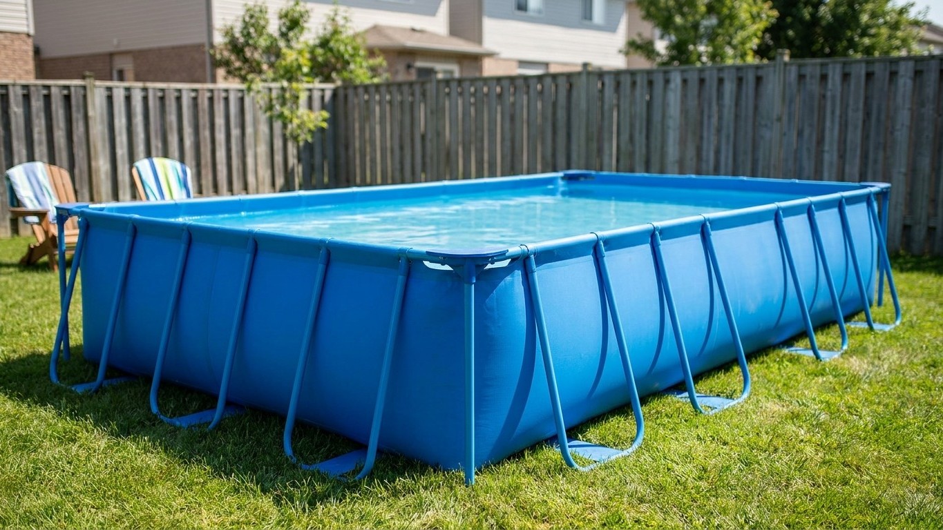 Beaucoup laissent leur piscine hors-sol montée tout l'été sans savoir que c'est taxable : dès 10 m², le fisc la traite com...