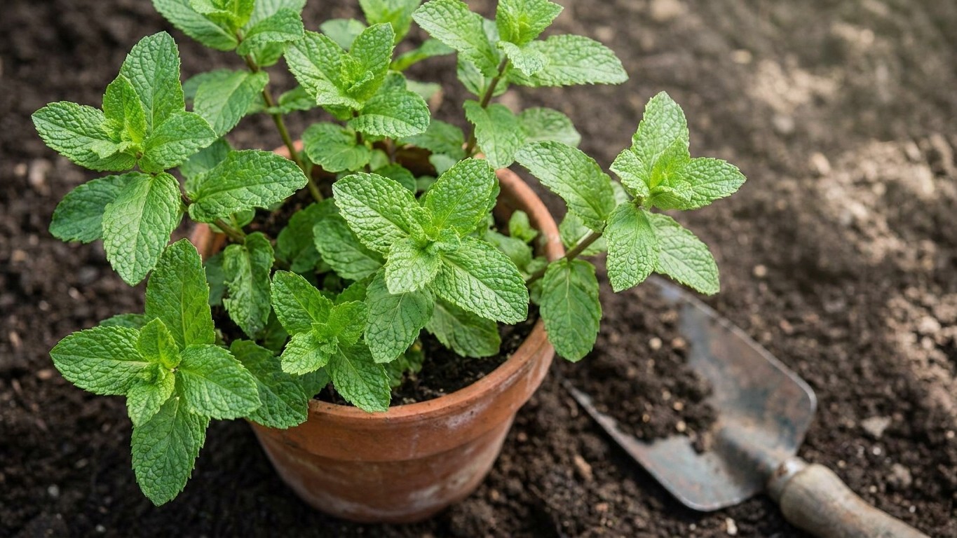 J'ai planté ma menthe en pleine terre au potager et ce n'était pas une bonne idée : en une saison, elle avait tout étouffé