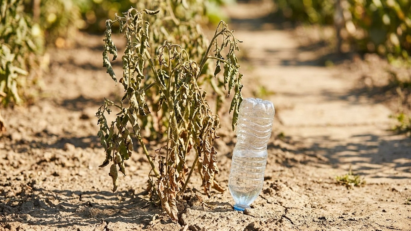 J'ai planté une bouteille retournée au pied de mes tomates avant de partir en vacances : en rentrant dix jours plus tard, ...