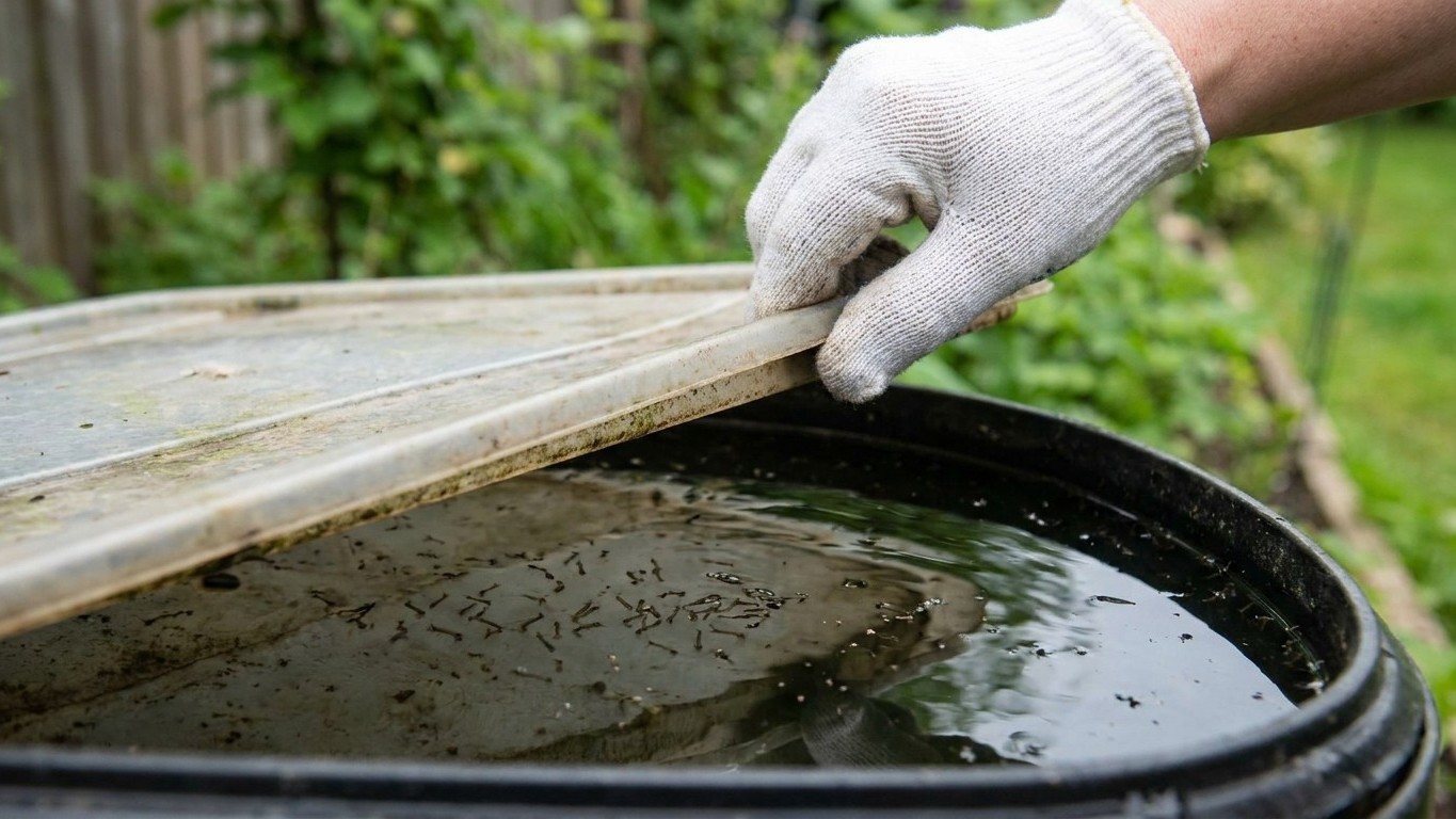Je laissais mon récupérateur d'eau de pluie ouvert tout l'été en pensant bien faire : un voisin m'a montré ce qui grouilla...