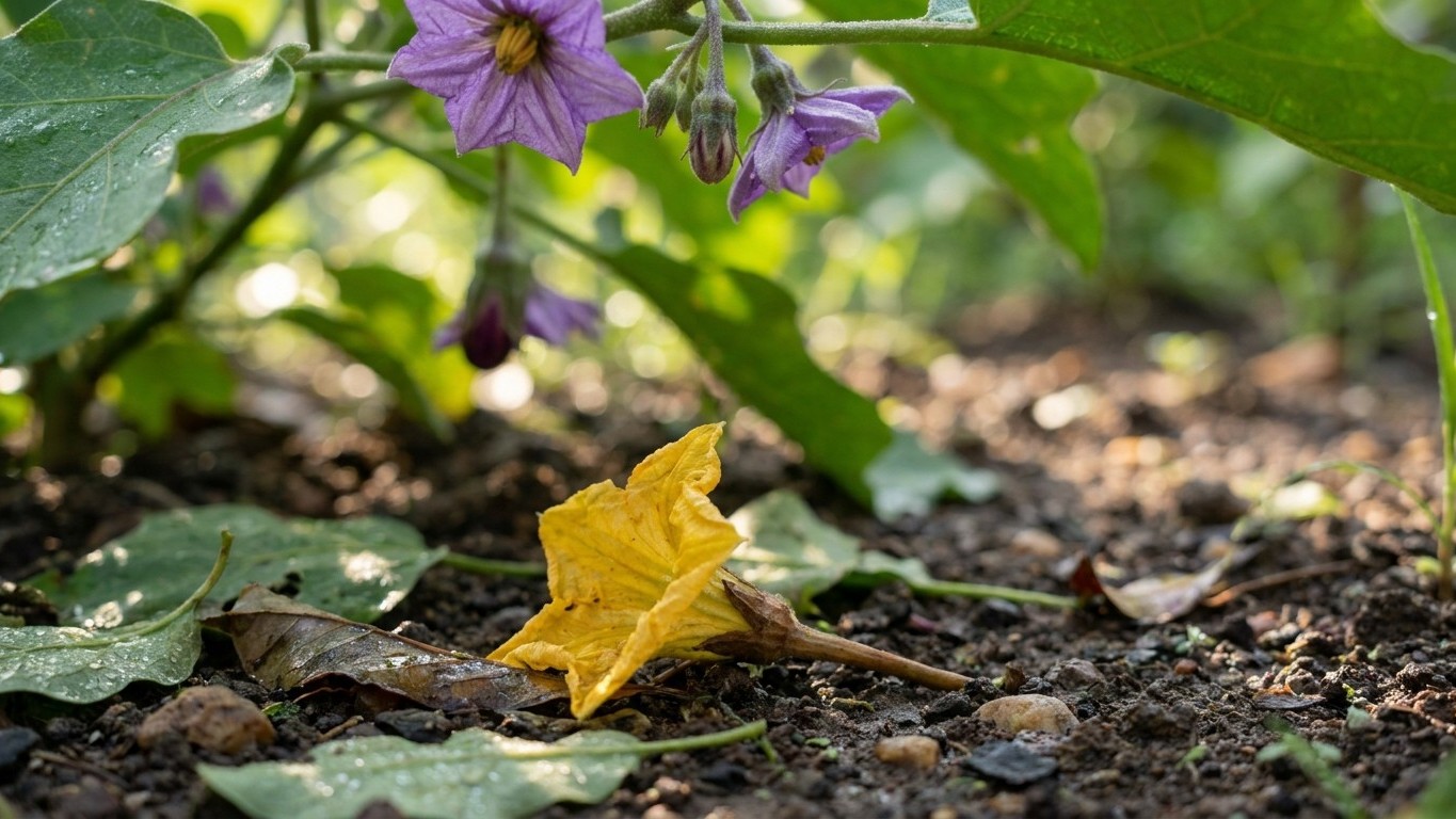 On s'obstine tous à arroser davantage quand les fleurs d'aubergine tombent : ce réflexe aggrave pourtant la coulure, causé...