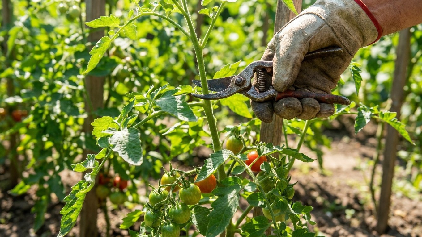 Mon voisin coupe la tête de ses pieds de tomates début août et ce n’est pas pour les empêcher de dépasser du tuteur
