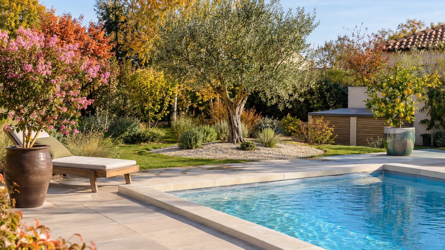 Au bord d'une piscine : quel arbre sans racines envahissantes choisir ?