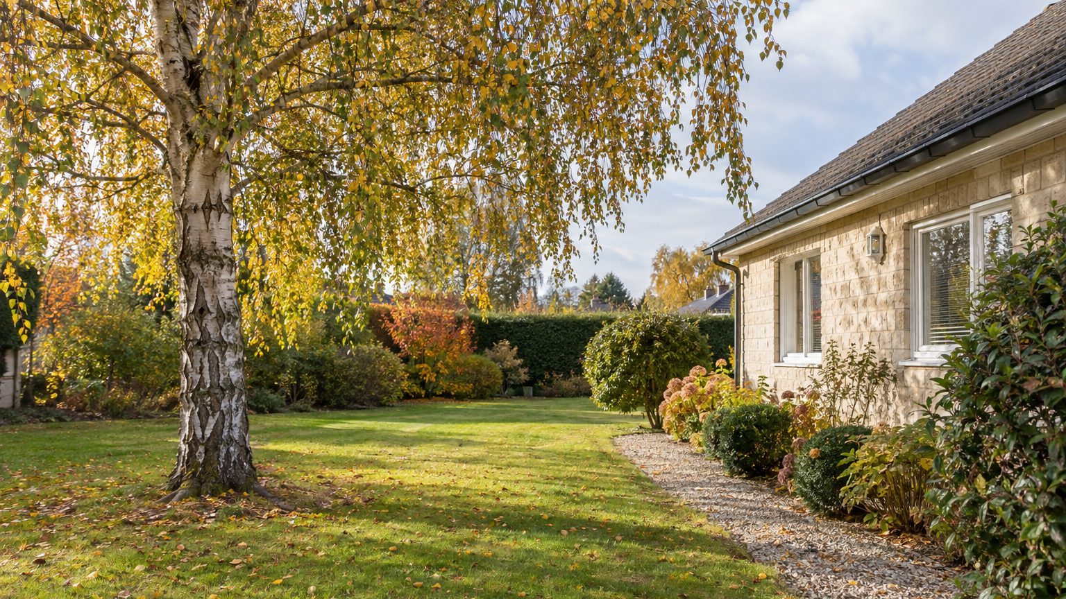 Bouleau près d'une maison : racines et distance à respecter