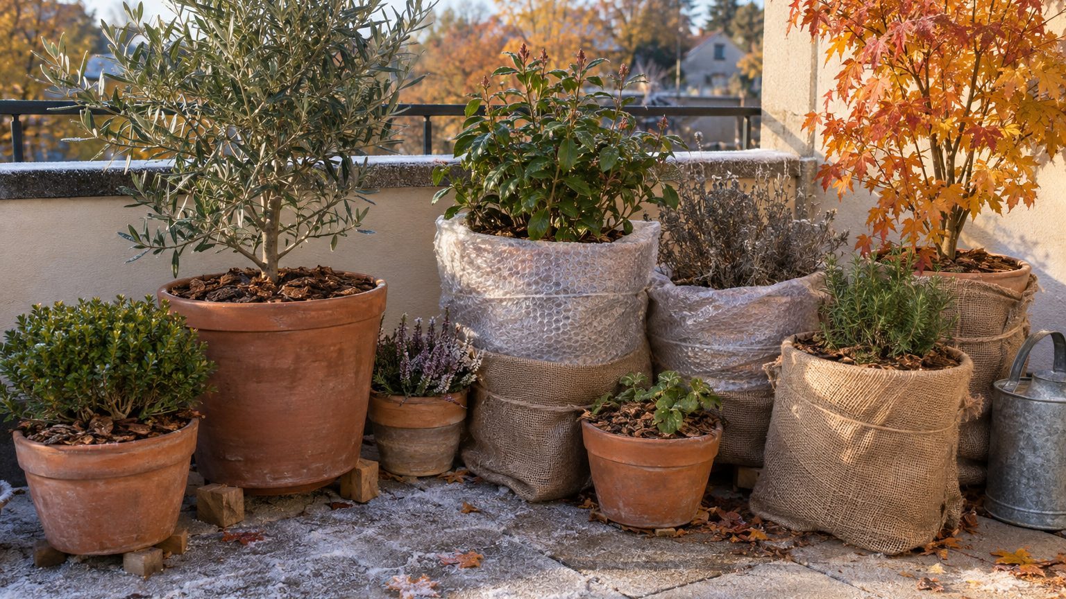 Comment protéger les pots du gel sur un balcon ou une terrasse